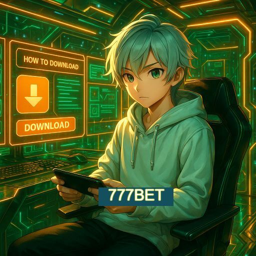 Imagem promocional do app oficial 777BET destacando a conveniência de jogar cassino online pelo celular ou navegador